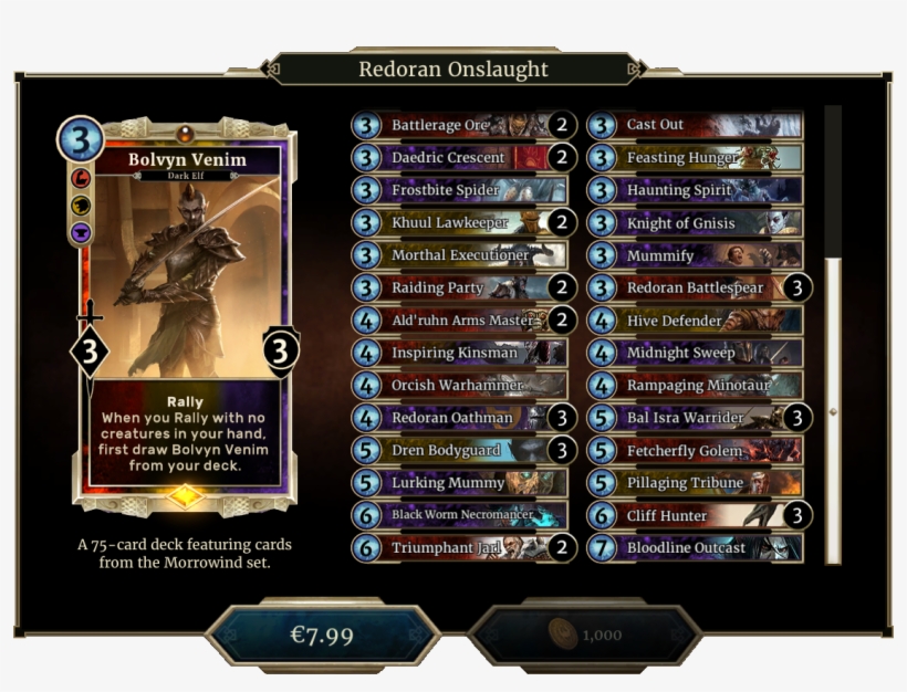 Redoran Onslaught Deck 2 - Elder Scrolls Legends Dagoth's Might, transparent png