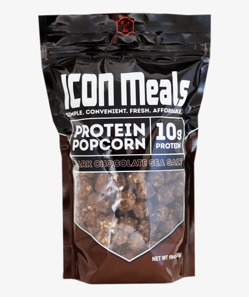 Dark Chocolate Sea Salt Power Popcorn By Icon Meals - Icon Meals Protein Popcorn - Dark Chocolate Sea Salt, transparent png