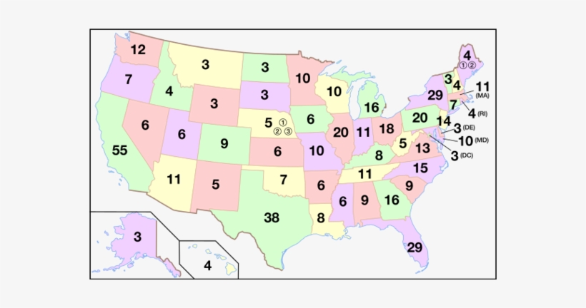 2016 11 11 1478894935 9991593 Electoralcollegemap - Each State's Electoral Votes, transparent png