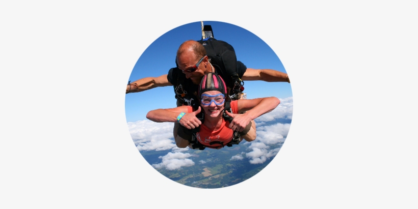 Female Skydiver Gives The Thumbs Up Sign With Her Male - Tandem Skydiving, transparent png
