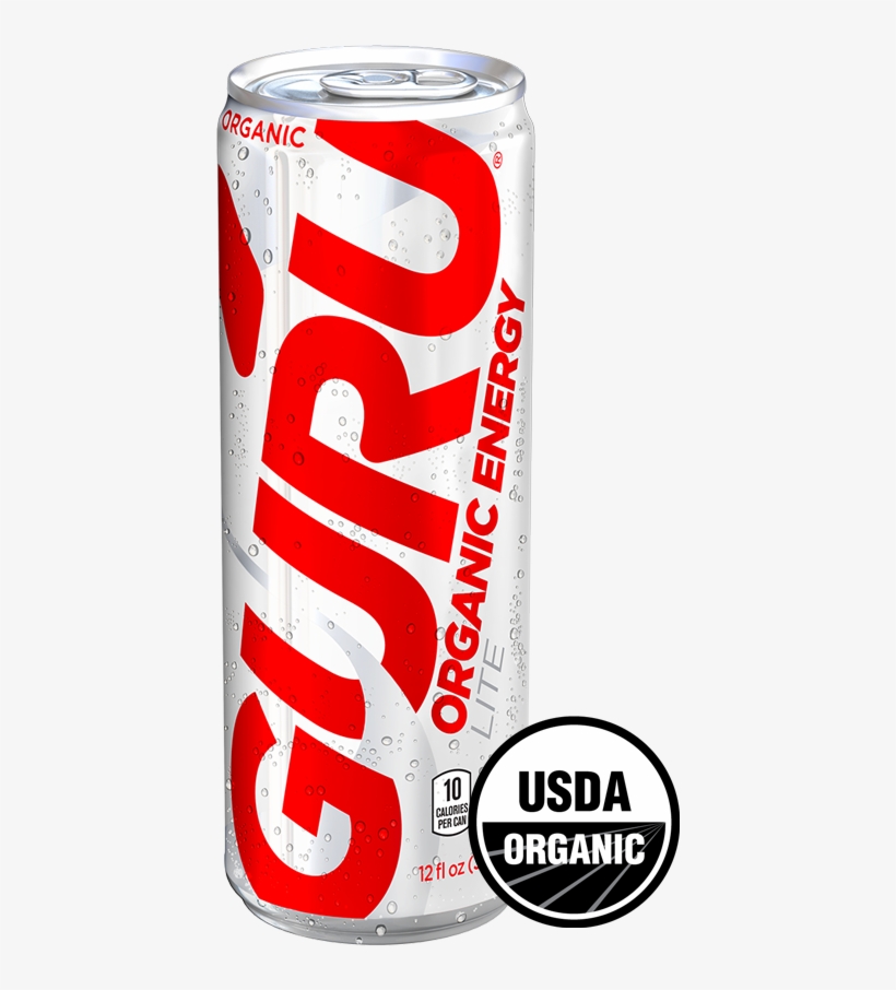 Guru Lite Organic Certification - Guru Energy - Organic Energy Drink Lite - 8.4 Oz., transparent png
