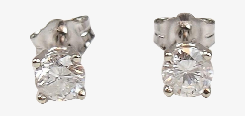 Vintage 14k White Gold .72 Ctw Diamond Stud Earrings, transparent png