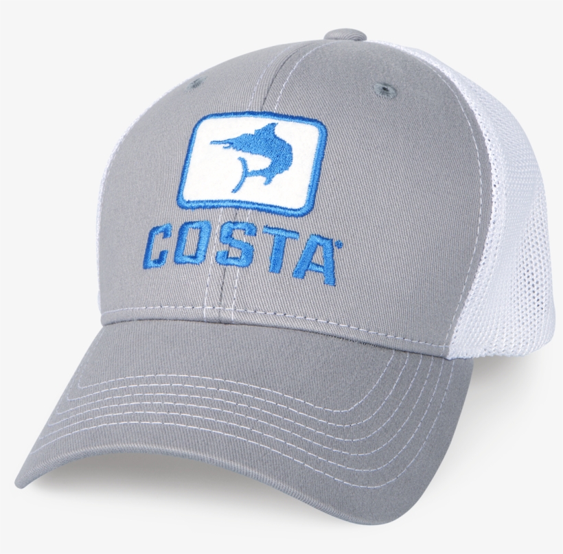 Marlin Fitted Stretch Trucker - Costa Marlin Stretch Fitted Grey White Trucker Hat, transparent png