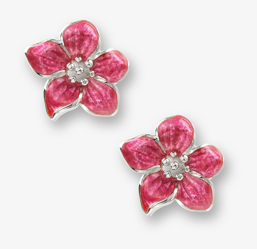 Sterling Silver Violet Flower Stud Earrings-pink - Earring With Transparent Background, transparent png
