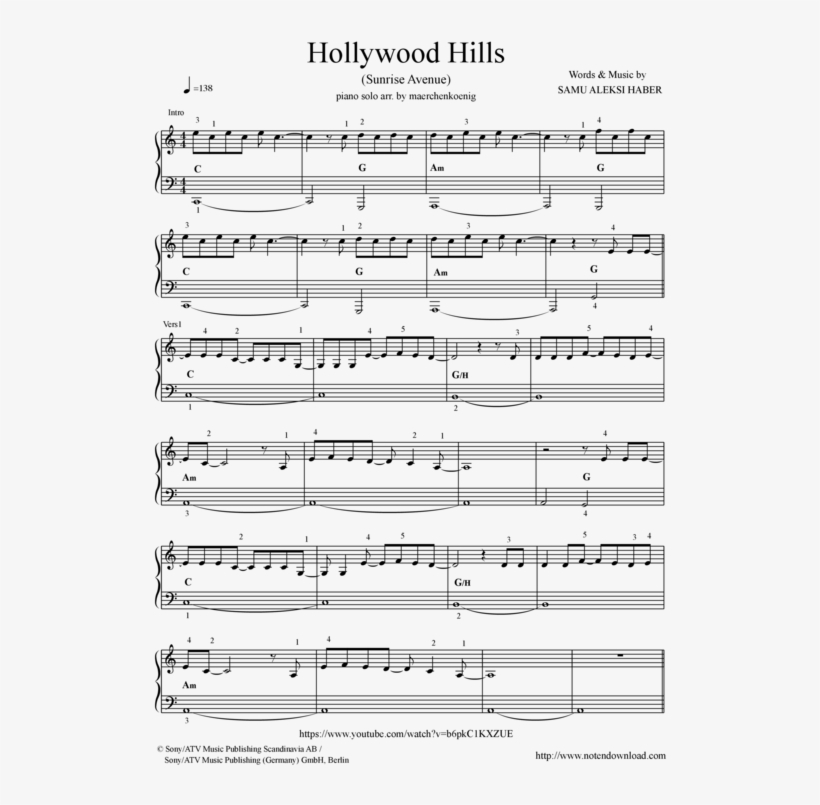 Hollywood Hills - Hollywood Hills Noten Gitarre, transparent png