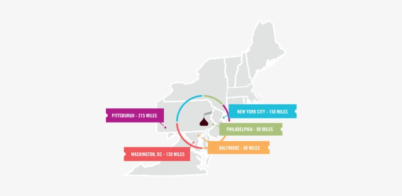 Map Graphic Illustrating The Distances Hershey Pa Is - Pennsylvania, transparent png