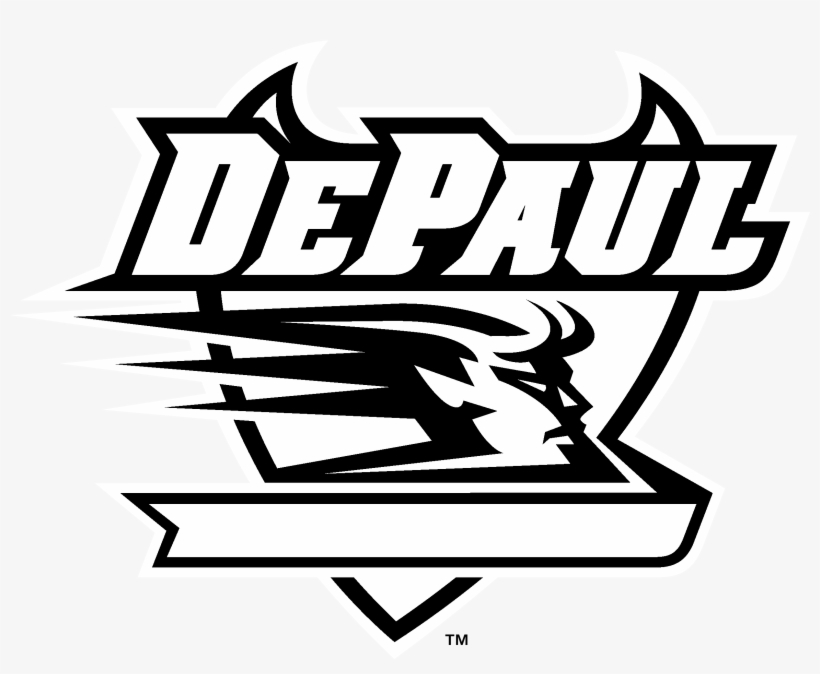 Depaul Blue Demons Logo Black And White - Depaul Blue Demons Full Color Mega Inlay License Plate, transparent png
