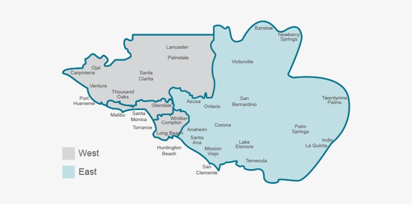 Los Angeles Times Reach Map - East And West Los Angeles, transparent png