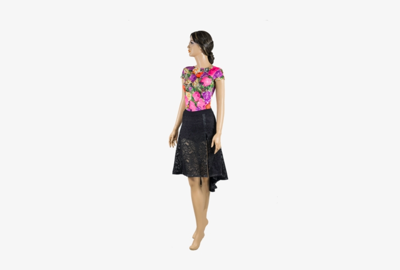 Floral Print Short Sleeve Body - Dress, transparent png