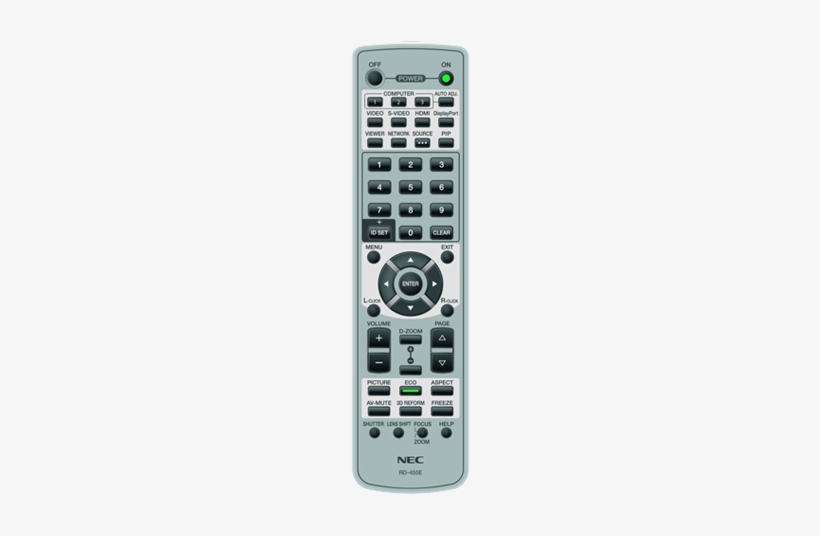 Nec Rmt Pj33 Replacement Remote Control For Np Pa500u - Nec Rmt-pj33 Replacement Remote Control, transparent png