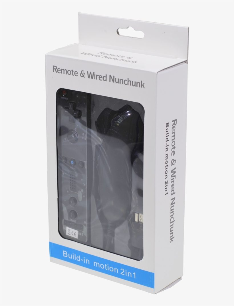Black Wired Nunchuck Remote Controller Motion Plus - Headphones, transparent png