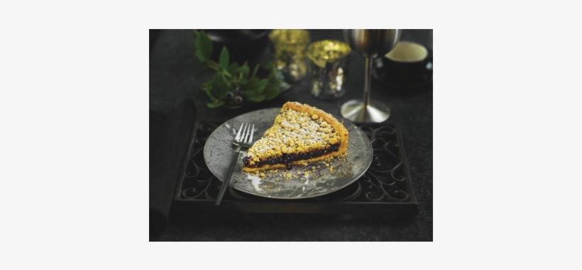 Blueberry Pie Slice With Crumble Topping On Silver - Tart, transparent png