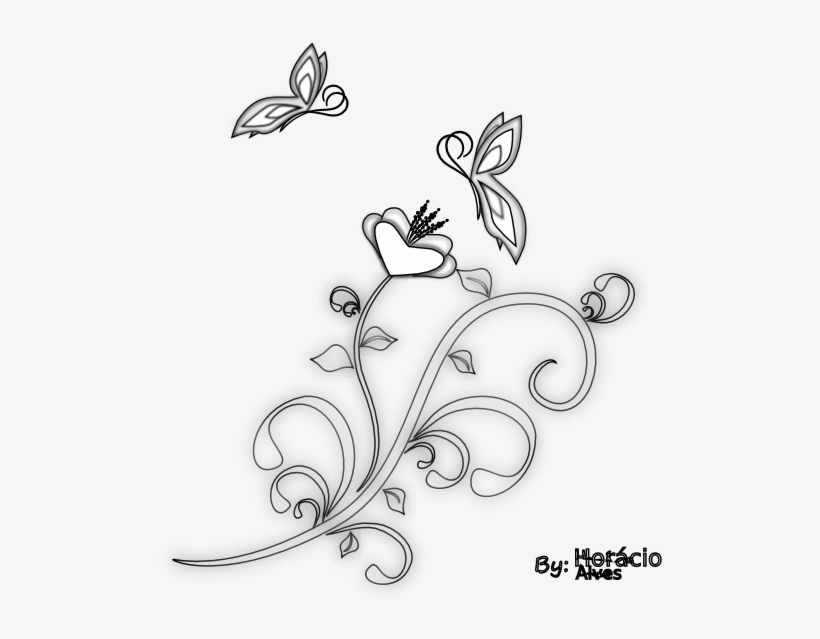 Borboletas Black White Line Art 555px - Drawing, transparent png