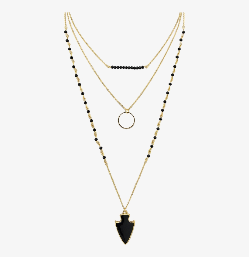 Círculo De La Flecha En Capas Collar Perlas Negro Mykqzuy - Cheap Women Necklace Arrow Circle Beads Layered Necklace, transparent png