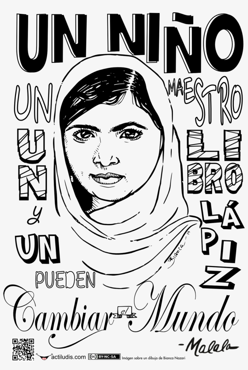 Mural Frase De Malala Yousafzai Mural De La Paz, Día - Malala Yousafzai Para Colorear, transparent png