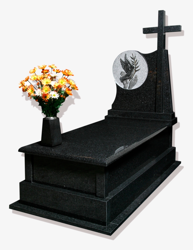 Panteón En Granito Negro Angola Con Cruz De 140 Cms - Sculpture, transparent png