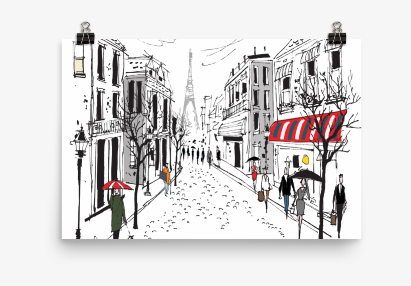 Art Print - Vector Illustration Paris Street, transparent png