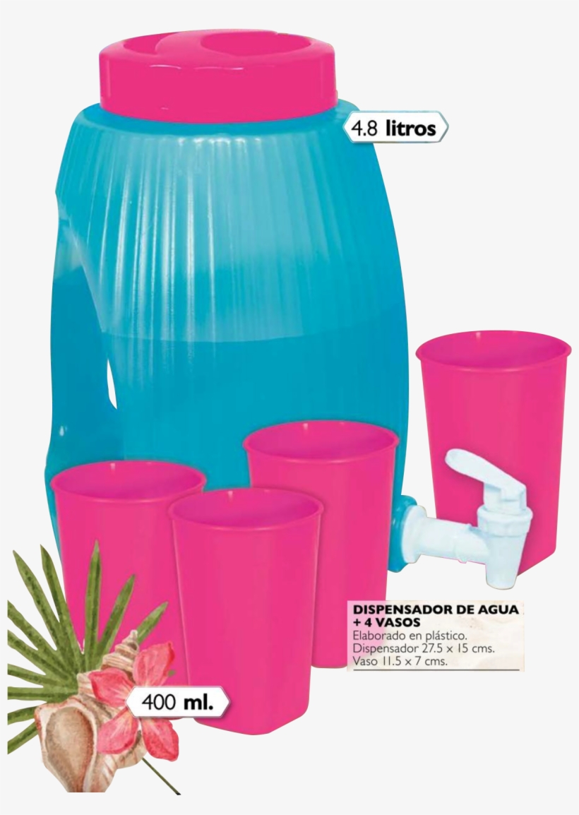 Kit Dispensador De Agua 4 Vasos - Water Bottle, transparent png