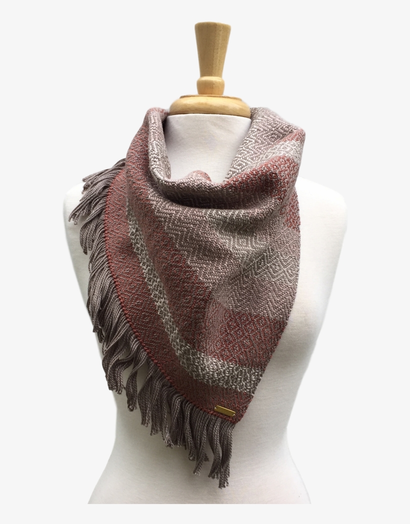 Pink, Cream And Taupe Woven Bandana Scarf - Wool, transparent png