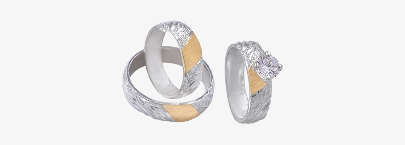 Juego De Tres Anillos En Plata 950 Y Oro De 18kl "eileen" - Juegos De Argollas De Matrimonio, transparent png