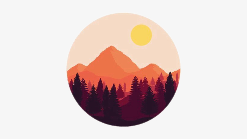 Tumblr Montañas Amarillo Naranja Pinos Xd - Mountain Stickers, transparent png