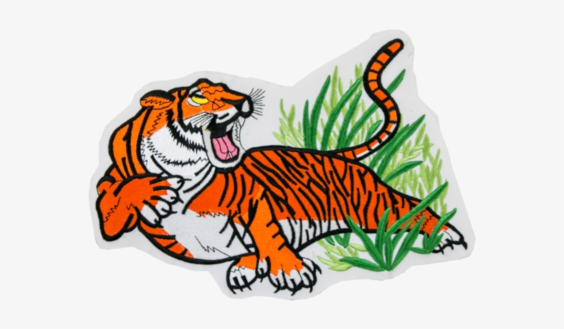 1212 Tiger On Grass Patch 10"w - Tiger, transparent png