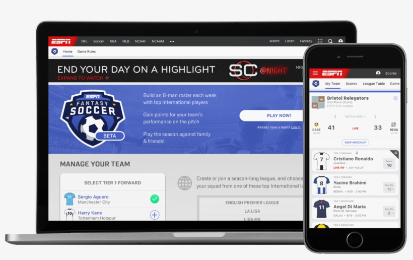 Espn Has Launched Espn Fantasy Soccer In Beta, A Global, transparent png