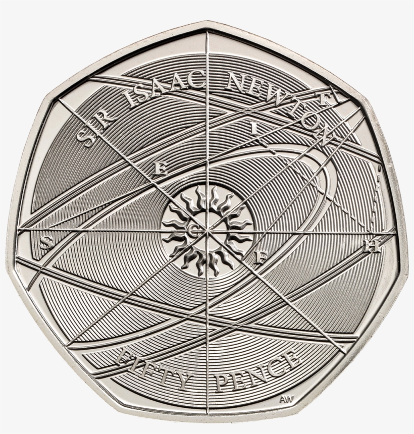 Brilliant Uncirculated Cupro-nickel Coin - Sir Isaac Newton 50p Coin, transparent png