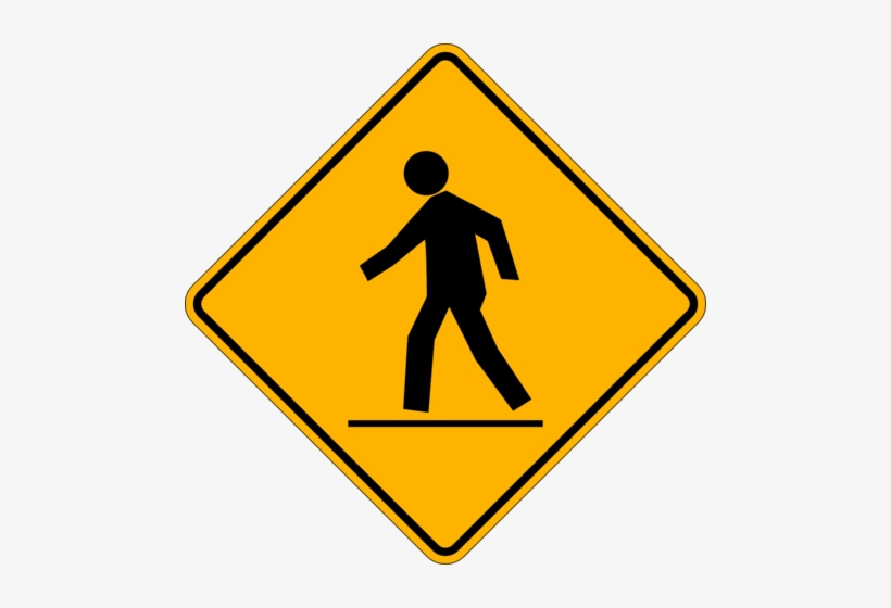 Pedestrian Crossing Right Of Traffic - Merging Lanes Sign, transparent png