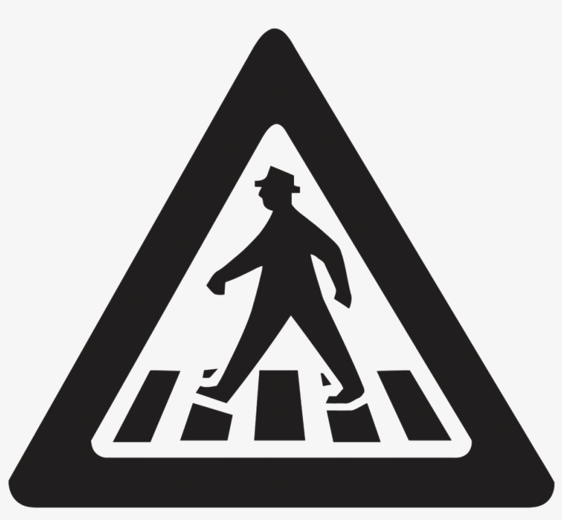 Black Pedestrian Safety Sign Pattern - German Crosswalk Sign, transparent png