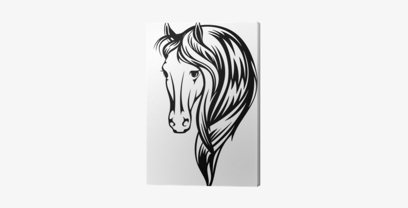 Beautiful Horse Vector Illustration Canvas Print • - Black And White Horse Drawings, transparent png