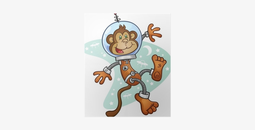 Monkey Astronaut Cartoon Character In A Space Suit - Space Monkey Cartoon, transparent png