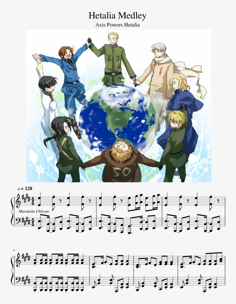 Hetalia Medley Sheet Music 1 Of 11 Pages - Anime Around The World, transparent png