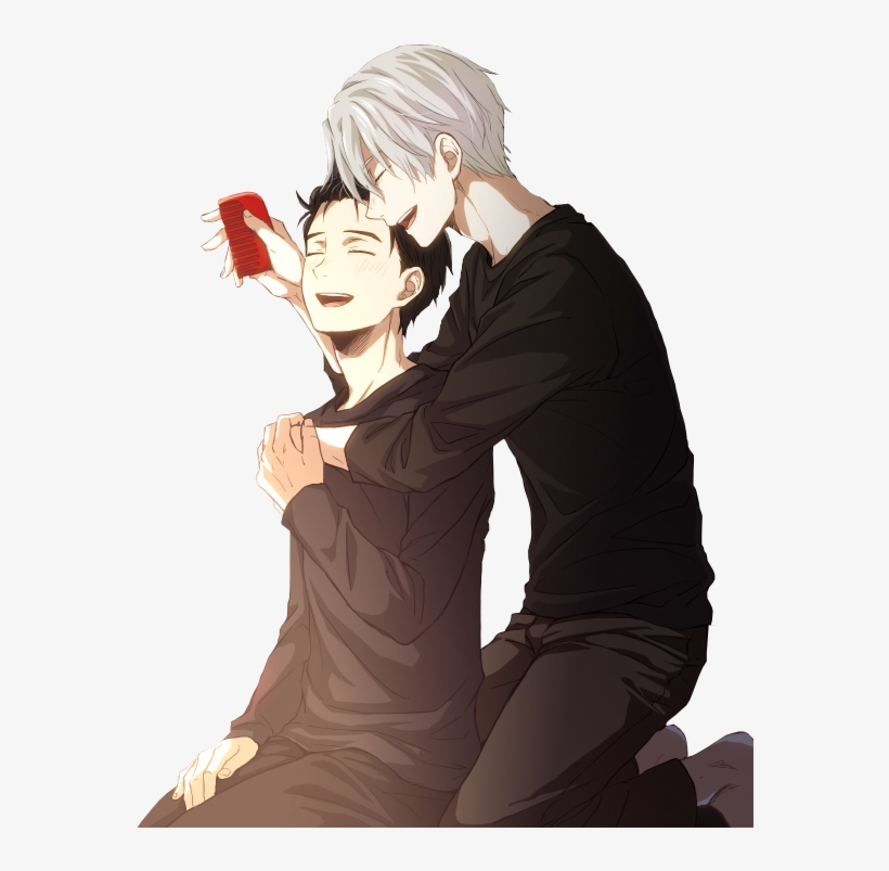 Наклейка Yuuri Katsuki X Victor Nikiforov » Yuri On - Victor Combing Yuri's Hair, transparent png