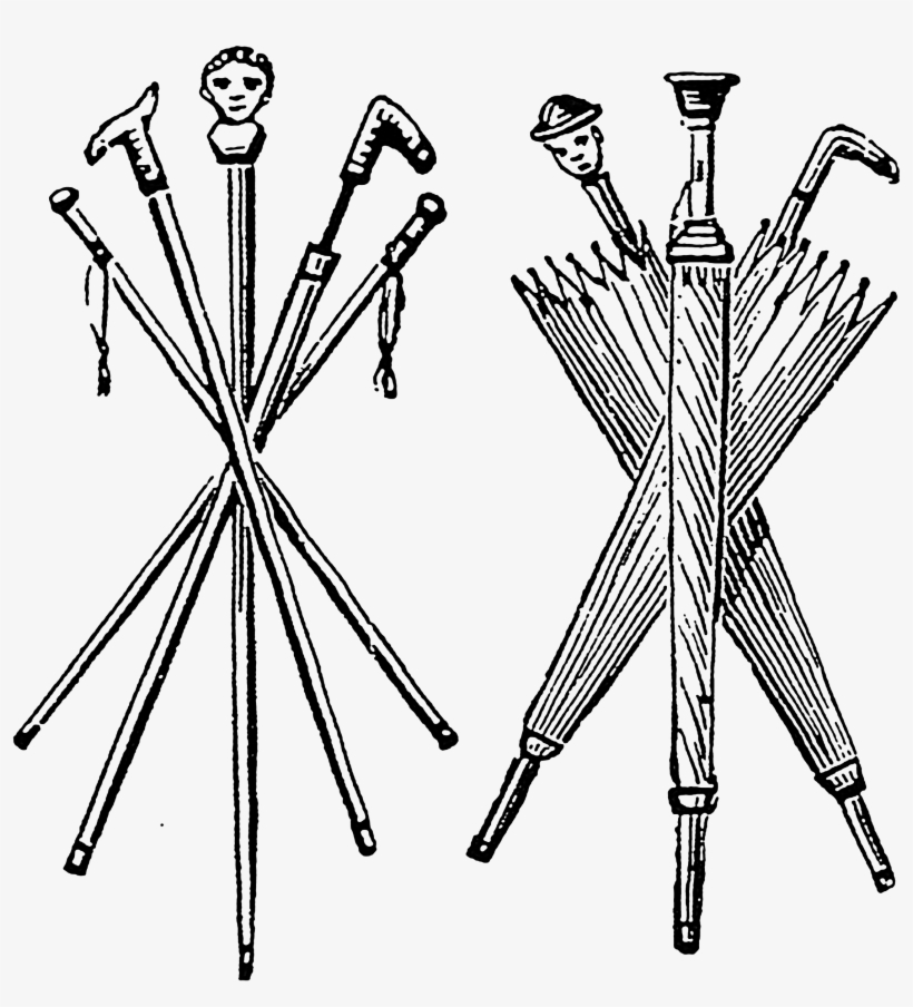 2688 Umbrelas Canes Victorian Era Free Vintage Clip - Illustration, transparent png