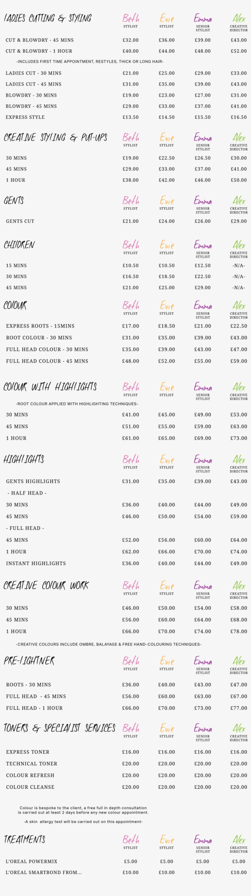 Price List Update Oct 18 - Hays Salon, transparent png