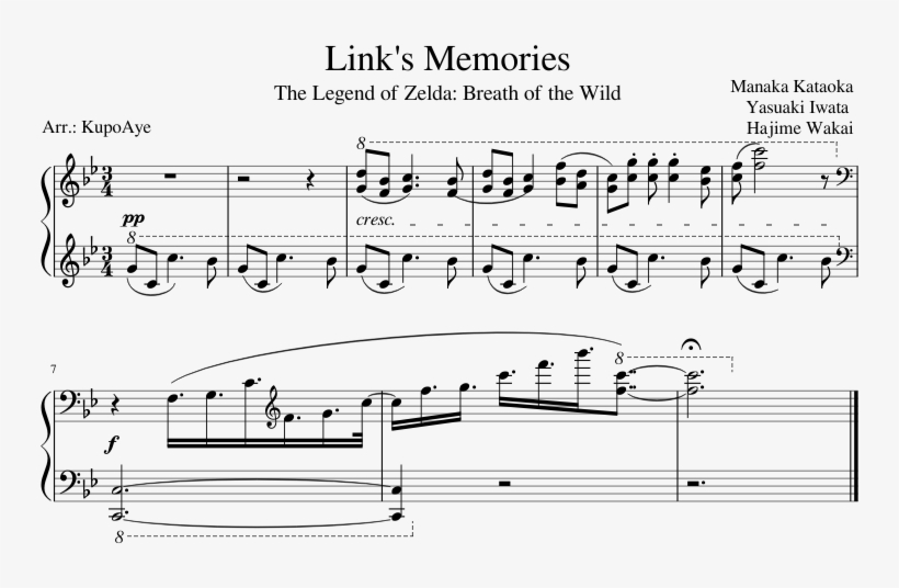 Link's Memories Sheet Music Composed By Manaka Kataoka - Sheet Music, transparent png