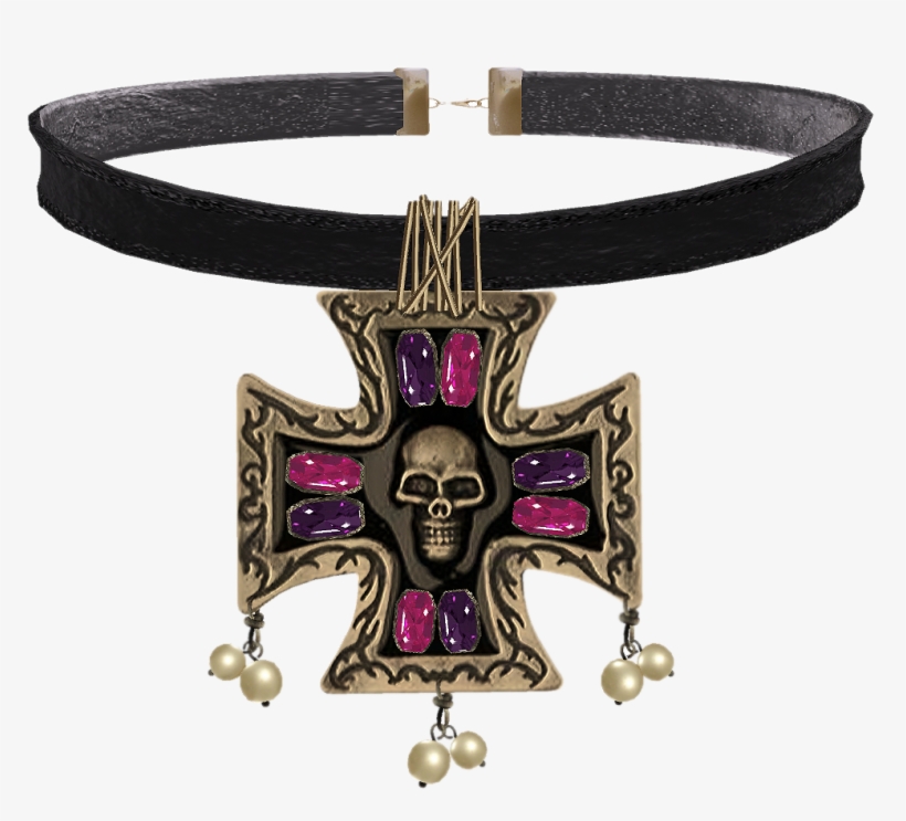 Skull W/ Black Cross Pendant Collectible Medallion, transparent png
