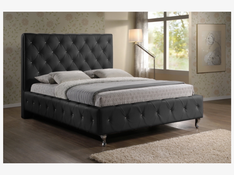 Black Upholstered Headboard Queen Stella Crystal Tufted - Baxton Studio Stella Crystal Tufted Modern Bed, transparent png