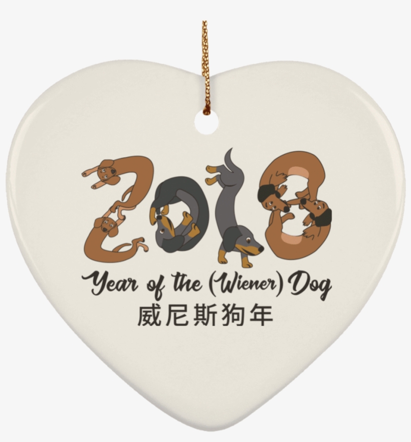 2018 Year Of The Wiener Dog Ceramic Heart Ornament - Dachshund, transparent png