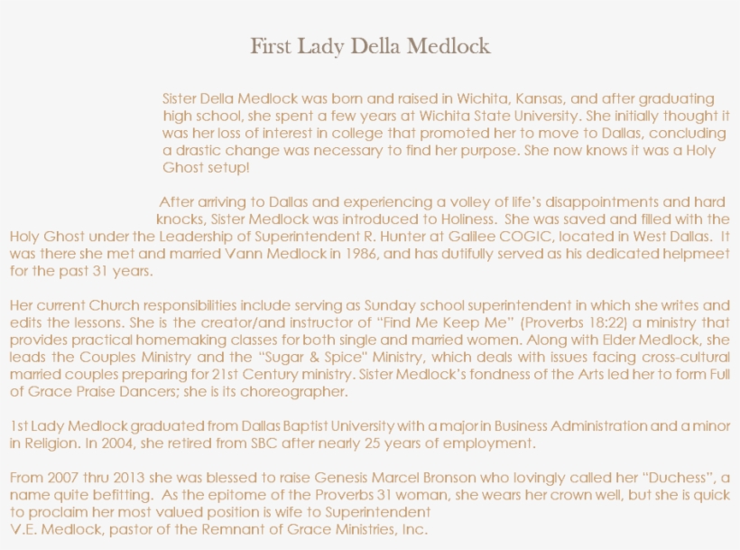First Lady Della Medlock Sister Della Medlock Was Born - Wichita, transparent png