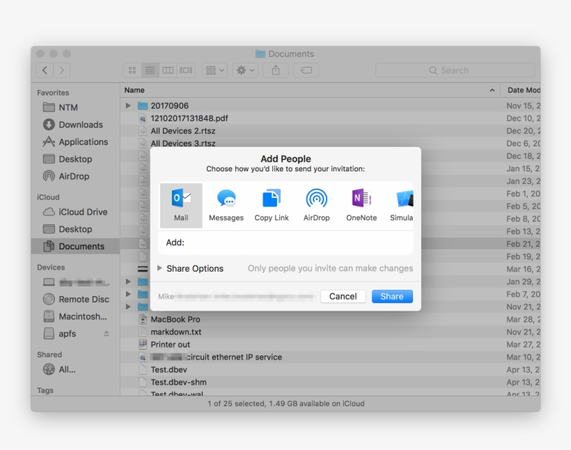 Macos Icloud Share File With People Screen - Icloud Share Folder, transparent png