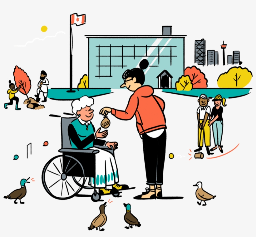 People Volunteering Outside Of A Civic Building In - Voluntary Work Clipart, transparent png