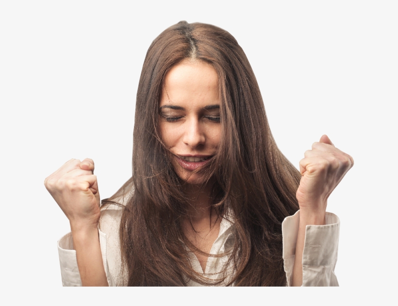 Excited Pretty Lady With Clenched Fists - Excited Woman Png Transparent, transparent png