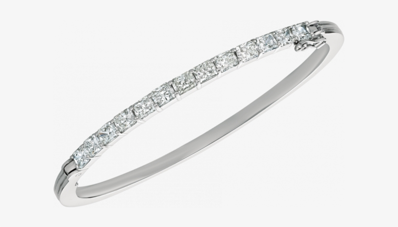18kt White Gold Prong Set Radiant Diamond Bangle - Bangle, transparent png