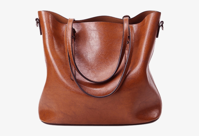 Leather Bag Png - Large Capacity Tote Oil Wax Handbag, transparent png