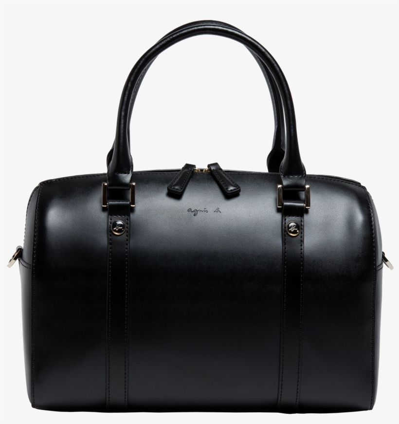 Black Bag Boston Leather - Agnes B Boston Bag, transparent png