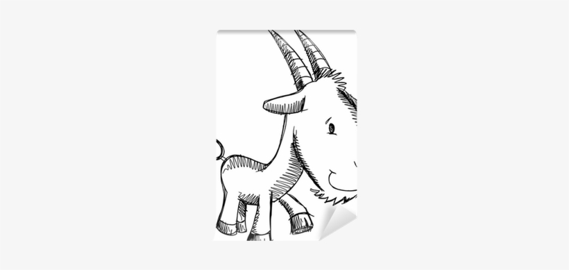 Farm Goat Sketch Doodle Vector Art Wall Mural • Pixers® - Ziege Doodle, transparent png