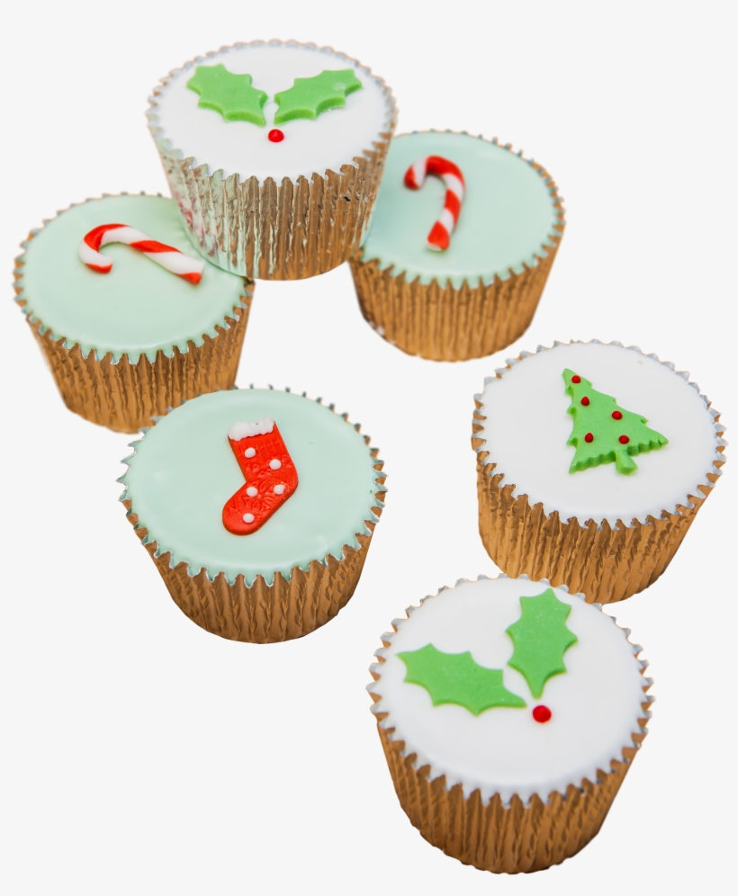 13 Tree And Holly Fairy Cakes - Cupcake, transparent png