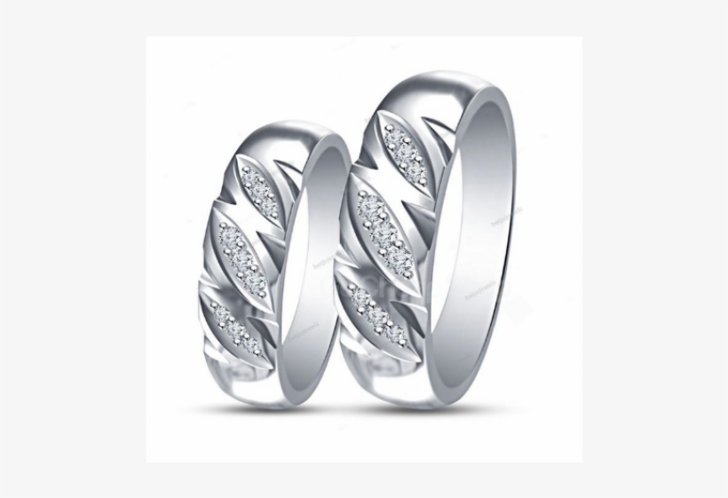 Silver Metal Stimulate Diamond Couple Rings Set - His & Her Pure 925 Silver Round Diamond Matching, transparent png